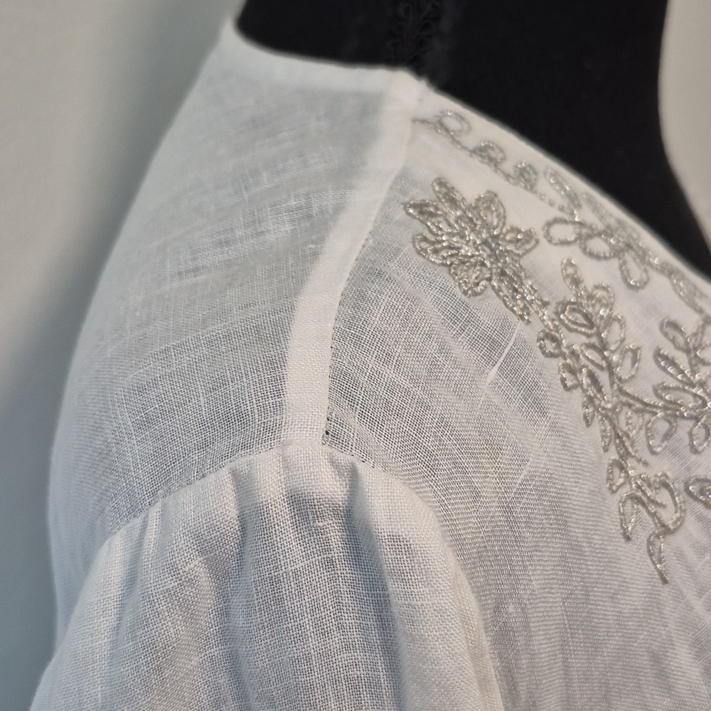 NWT Charter Club Linen Embroidered Top Women White 3/4 Sleeve Blouse 1X - Picture 8 of 15